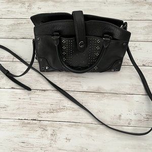 Coach Black Leather Studded Mercer 24 Satchel